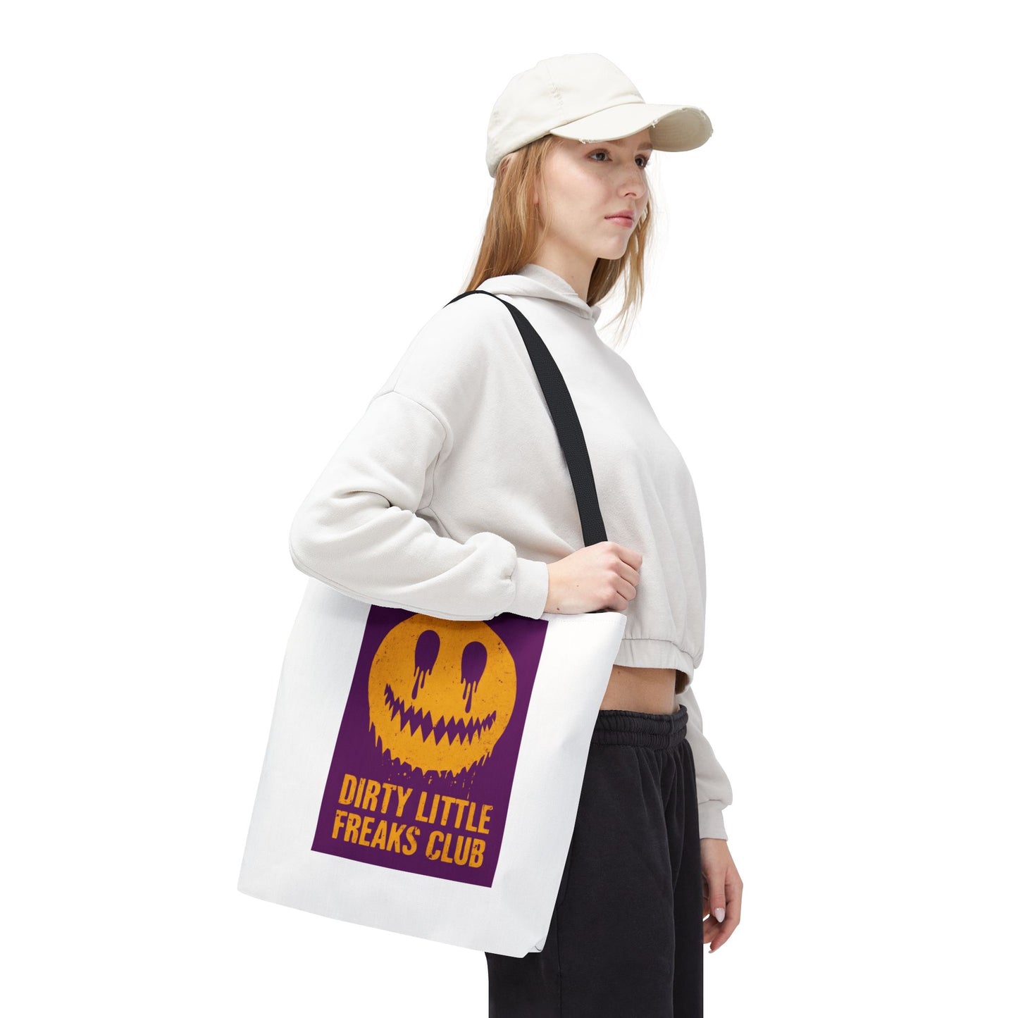Trendy Tote Bag - Dirty Little Freaks Club | AOP Shopping Bag, Gift for Her, Gift For Him, Festival Tote, Halloween Accessory, Casual Carryall