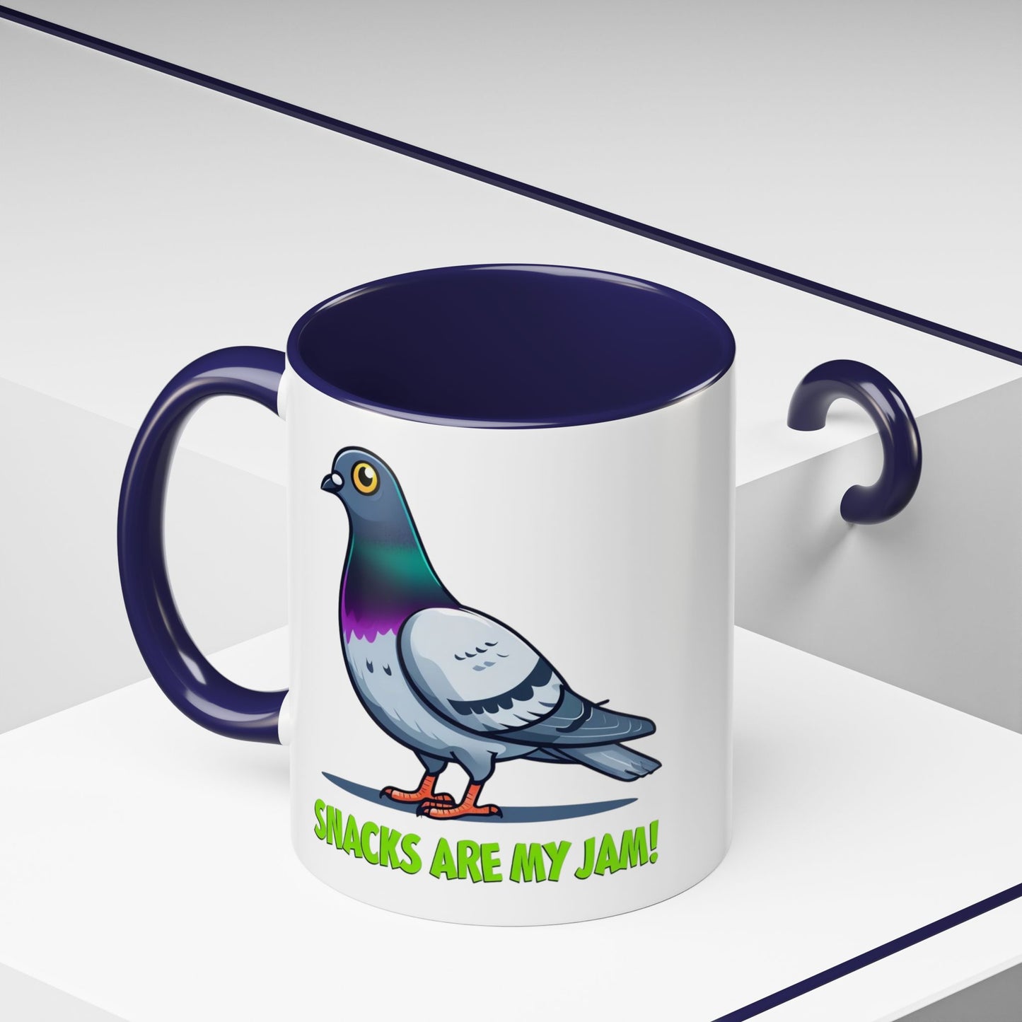 Funny Pigeon Coffee Mug, Unique Gift for Bird Lovers, Office Mug, Snack Lovers, Cute Animal Mug