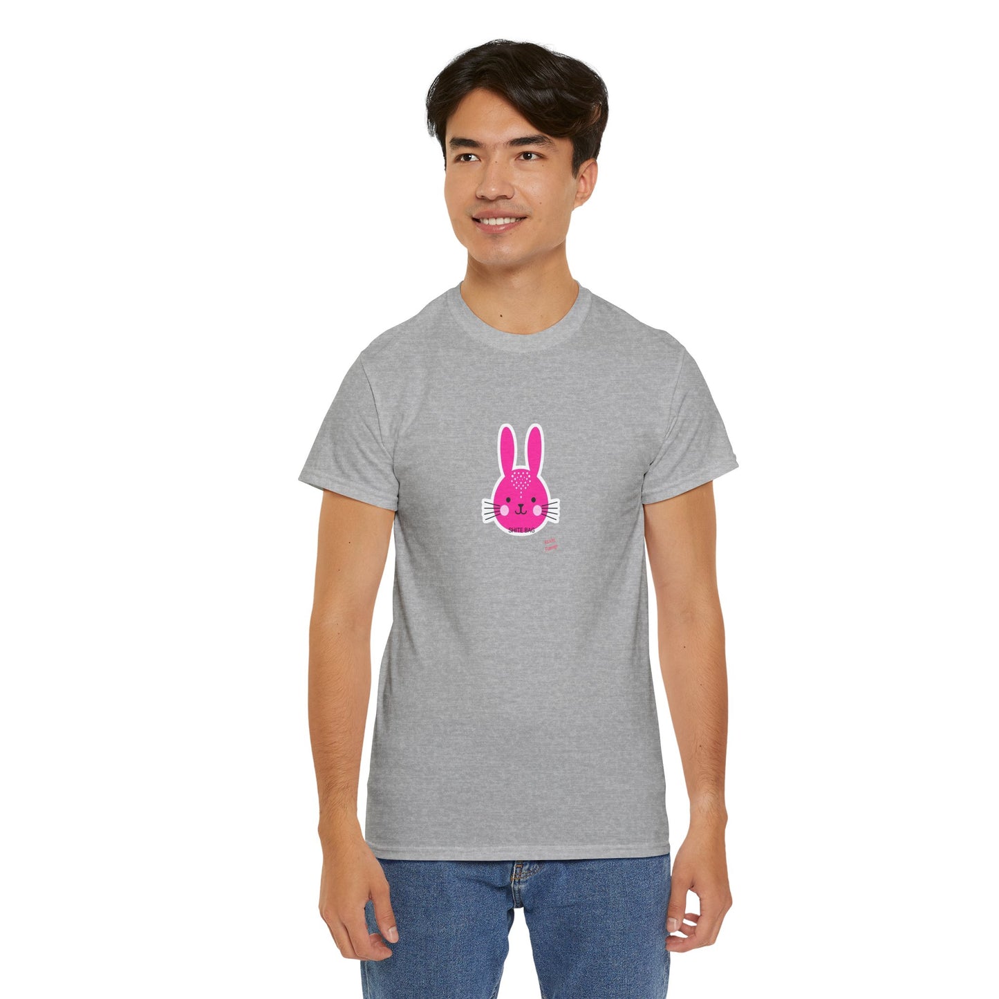 Sh*tebag Bunny Unisex Heavy Cotton Tee - Funny Graphic T-Shirt for Animal Lovers, Streetwear Fashion, Casual Wear, Lighthearted Style