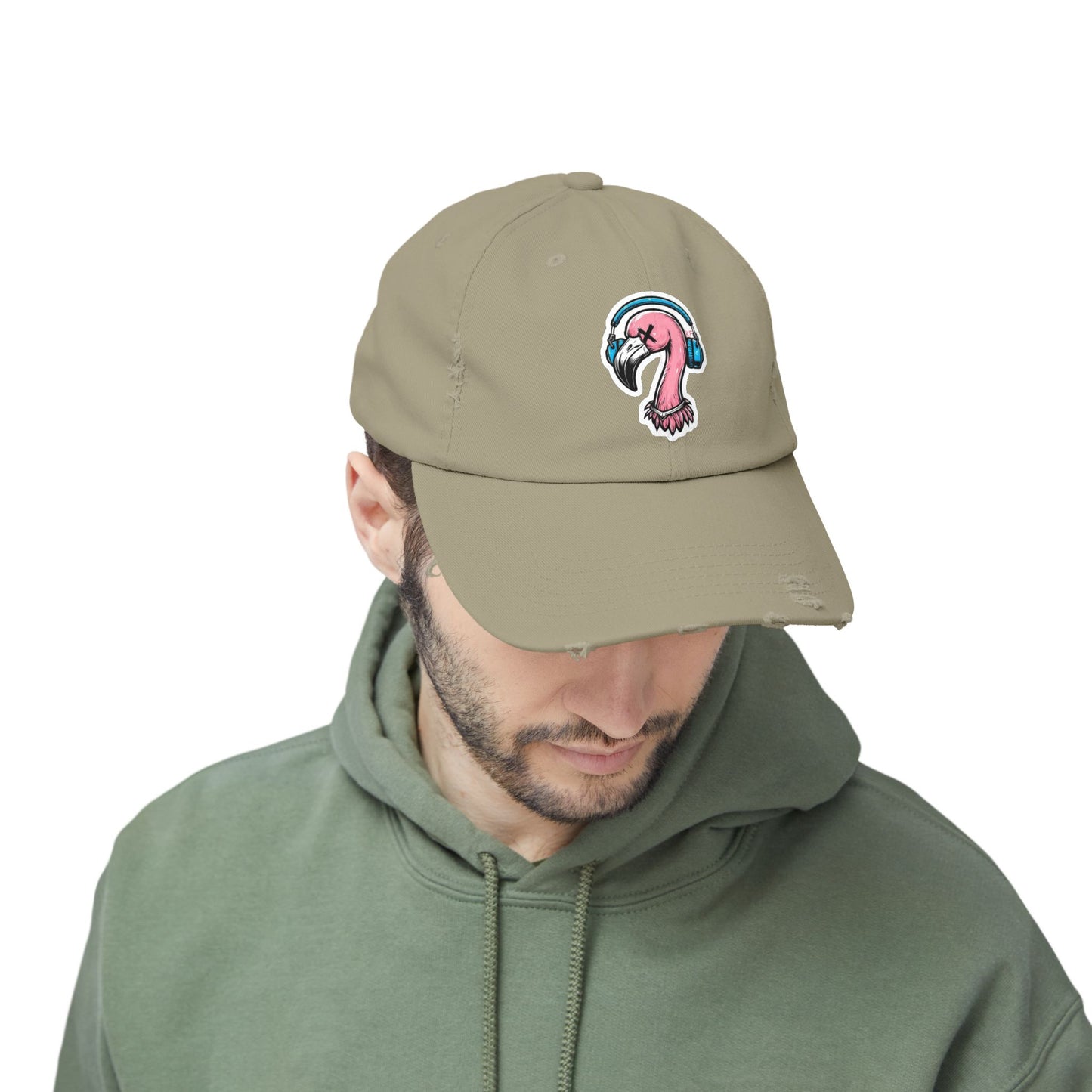 Kitschy Flamingo Distressed Cap, Cool Summer Hat, Unisex Baseball Cap, Beach Accessory, Gift for Him or Her