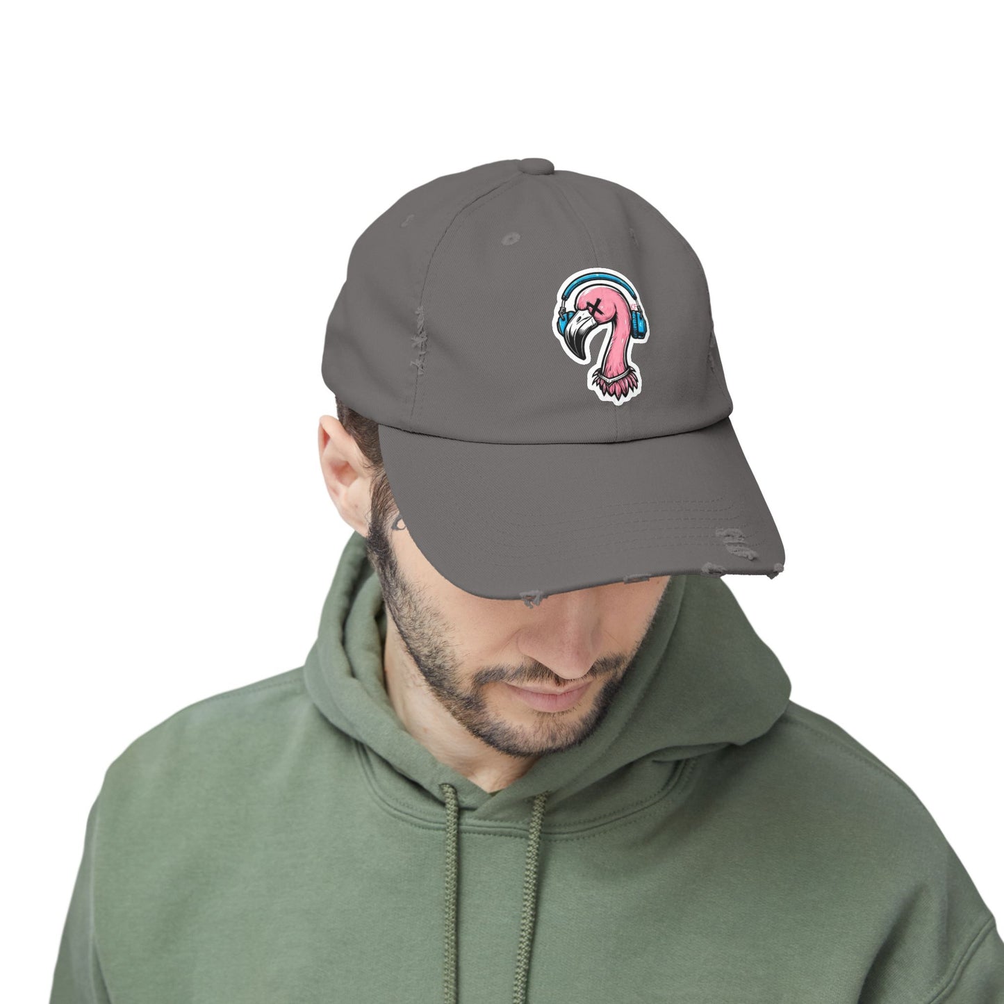 Kitschy Flamingo Distressed Cap, Cool Summer Hat, Unisex Baseball Cap, Beach Accessory, Gift for Him or Her