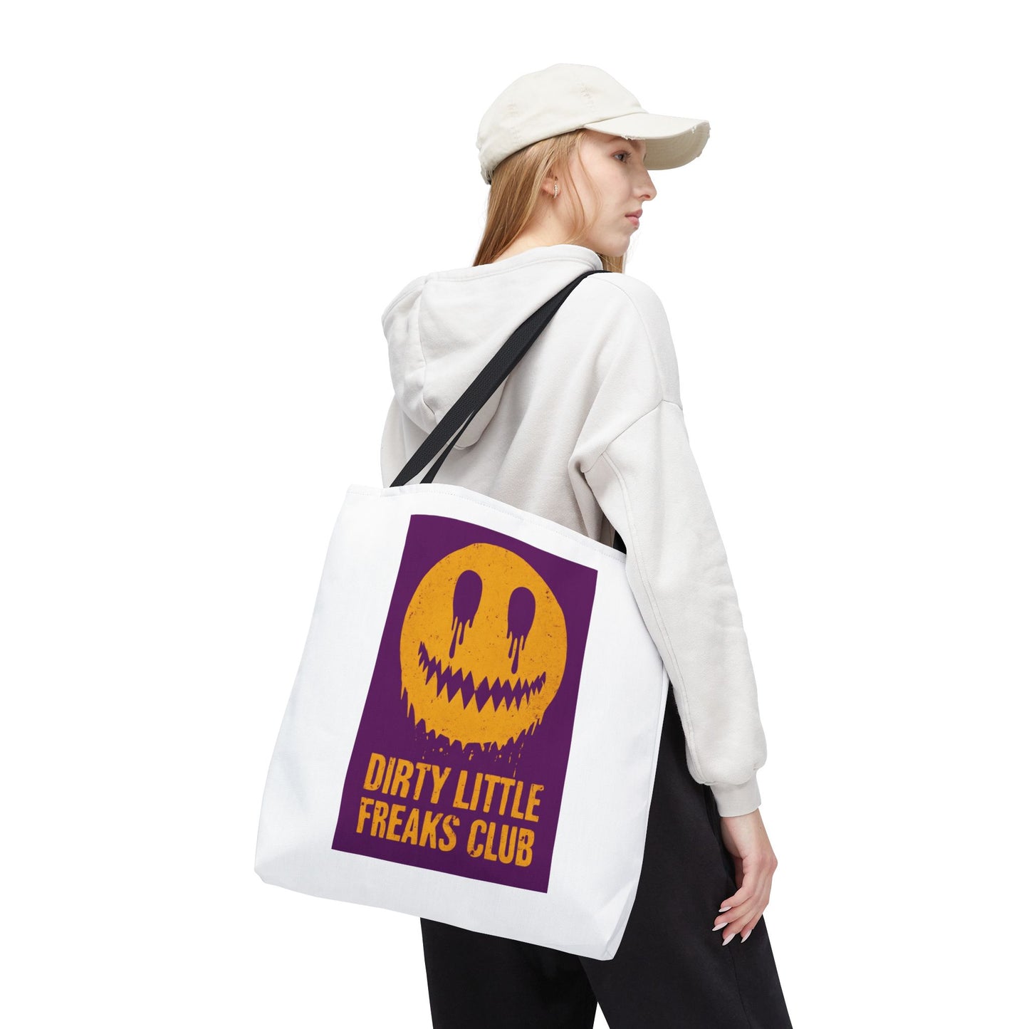 Trendy Tote Bag - Dirty Little Freaks Club | AOP Shopping Bag, Gift for Her, Gift For Him, Festival Tote, Halloween Accessory, Casual Carryall