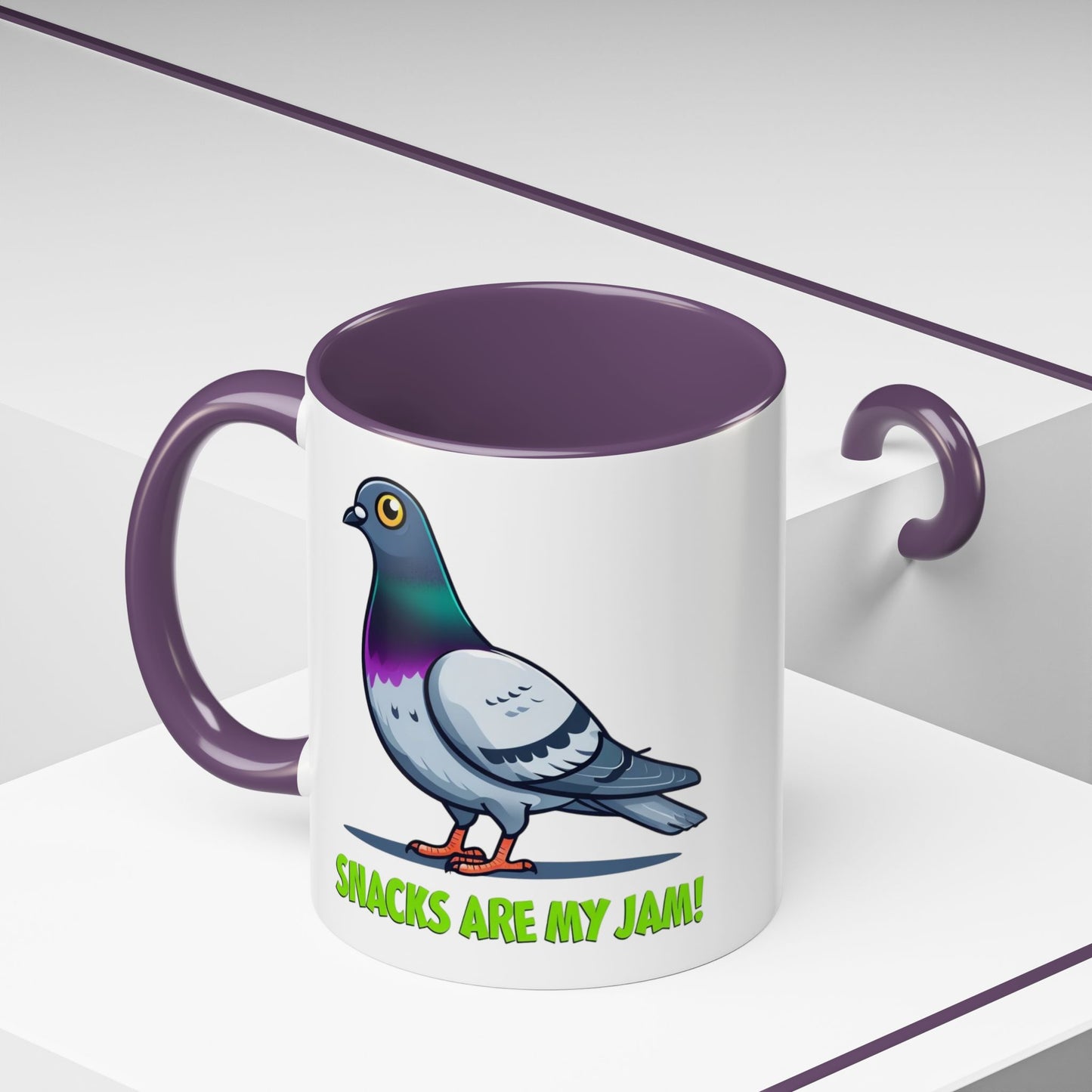 Funny Pigeon Coffee Mug, Unique Gift for Bird Lovers, Office Mug, Snack Lovers, Cute Animal Mug