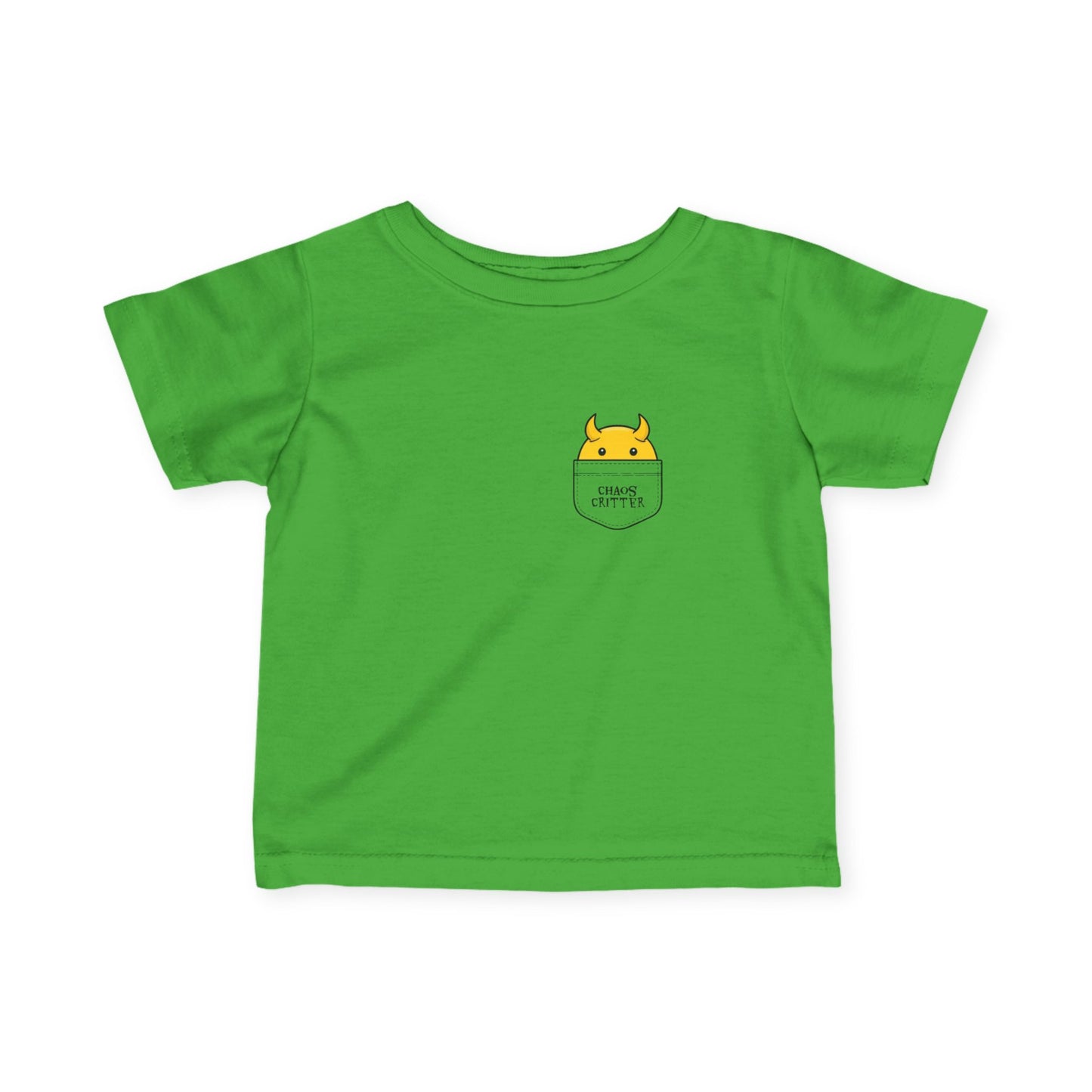 Cute Baby Pocket Monster Tee, Infant T-Shirt, Kids Birthday Gift, Baby Shower Present, Yellow Monster Design