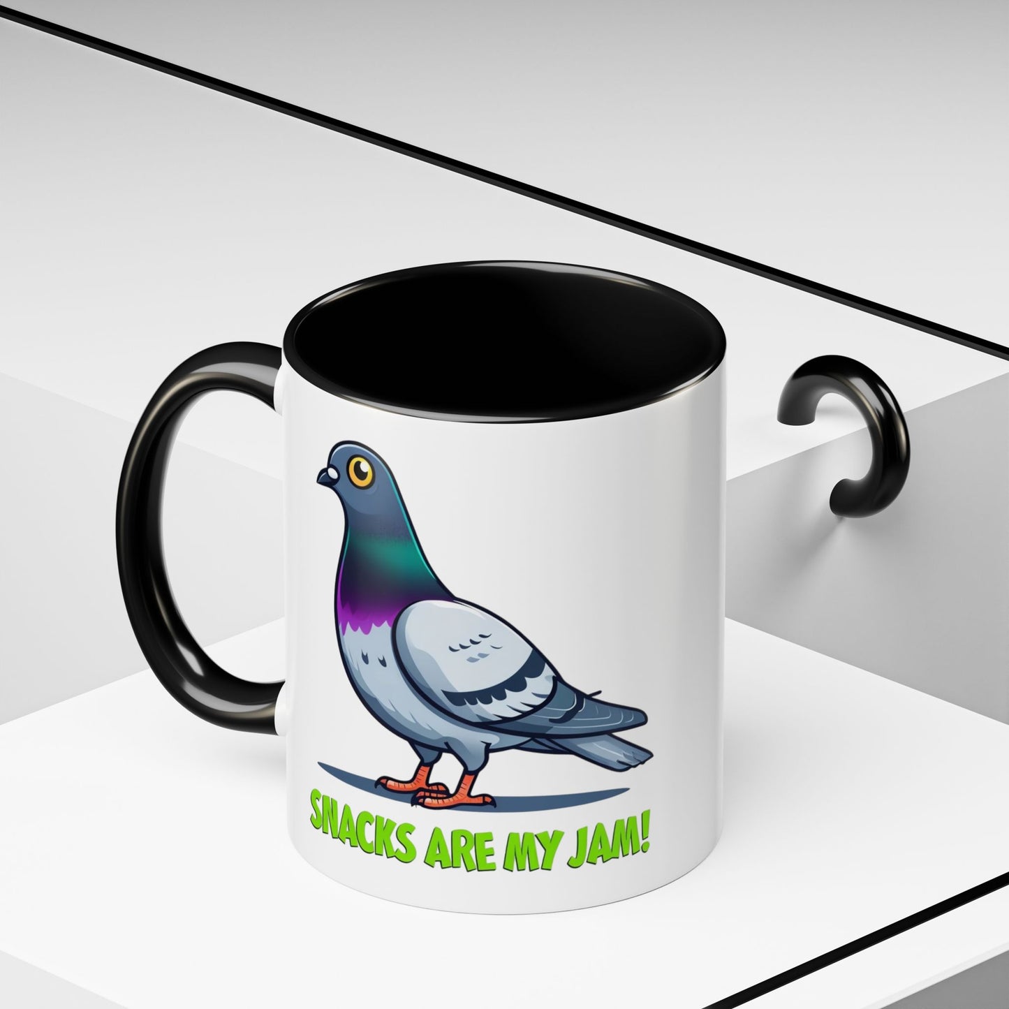 Funny Pigeon Coffee Mug, Unique Gift for Bird Lovers, Office Mug, Snack Lovers, Cute Animal Mug