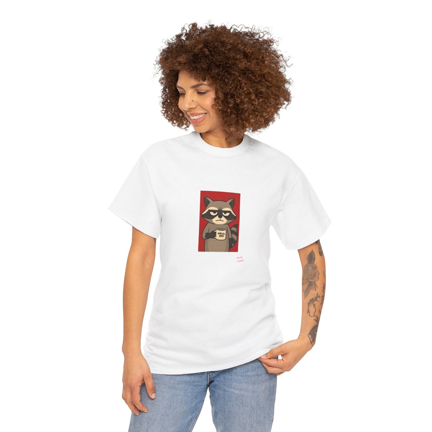 Charming Raccoon Unisex Heavy Cotton Tee, Cute Pet Lover Shirt, Gifts for Animal Lovers, Casual Wear, Birthday Gift Idea