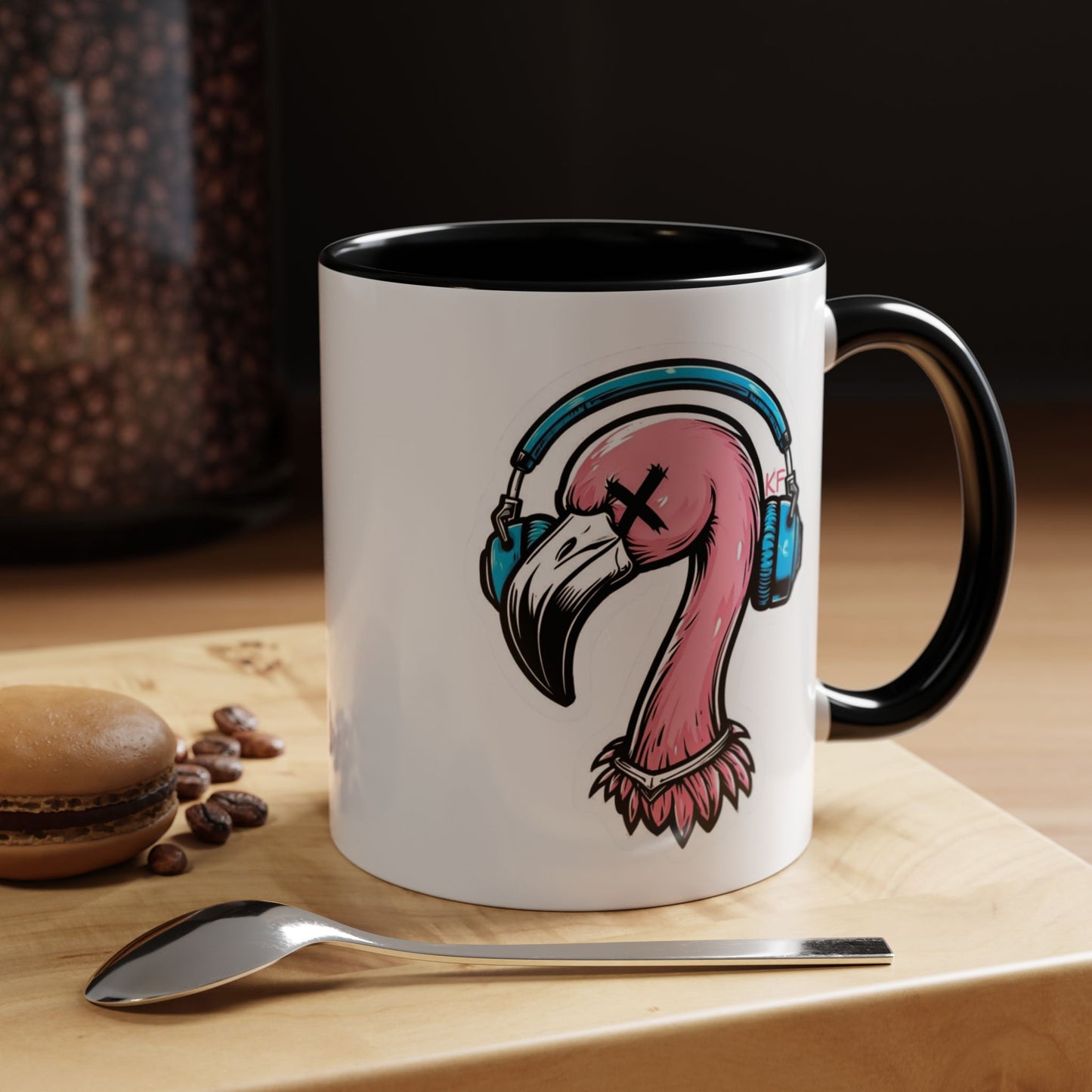Vibrant Kitschy Flamingo Coffee Mug, Fun Gift for Music Lovers, Stylish Tea Mug, Tropical Drinkware, Unique Housewarming Present