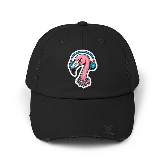 Kitschy Flamingo Distressed Cap, Cool Summer Hat, Unisex Baseball Cap, Beach Accessory, Gift for Him or Her