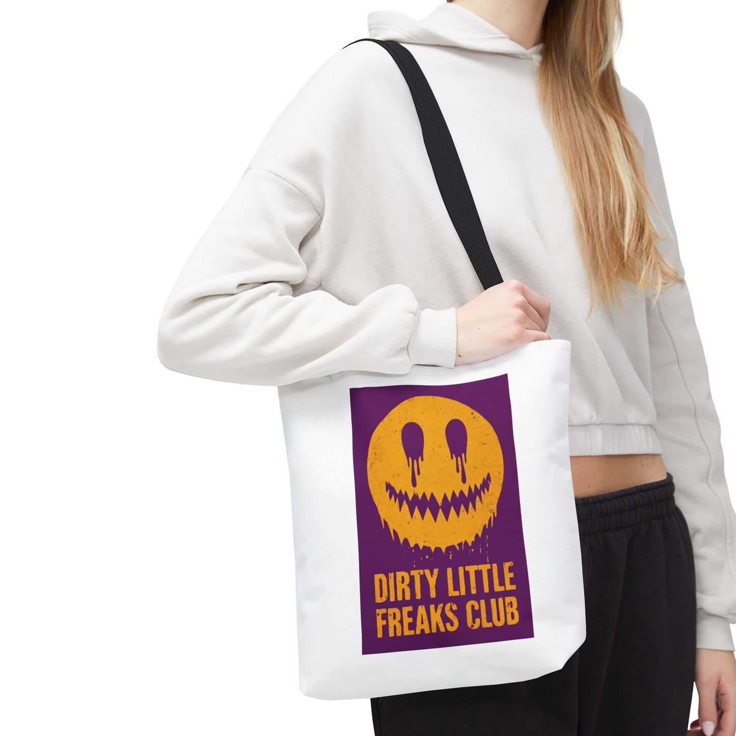 Trendy Tote Bag - Dirty Little Freaks Club | AOP Shopping Bag, Gift for Her, Gift For Him, Festival Tote, Halloween Accessory, Casual Carryall