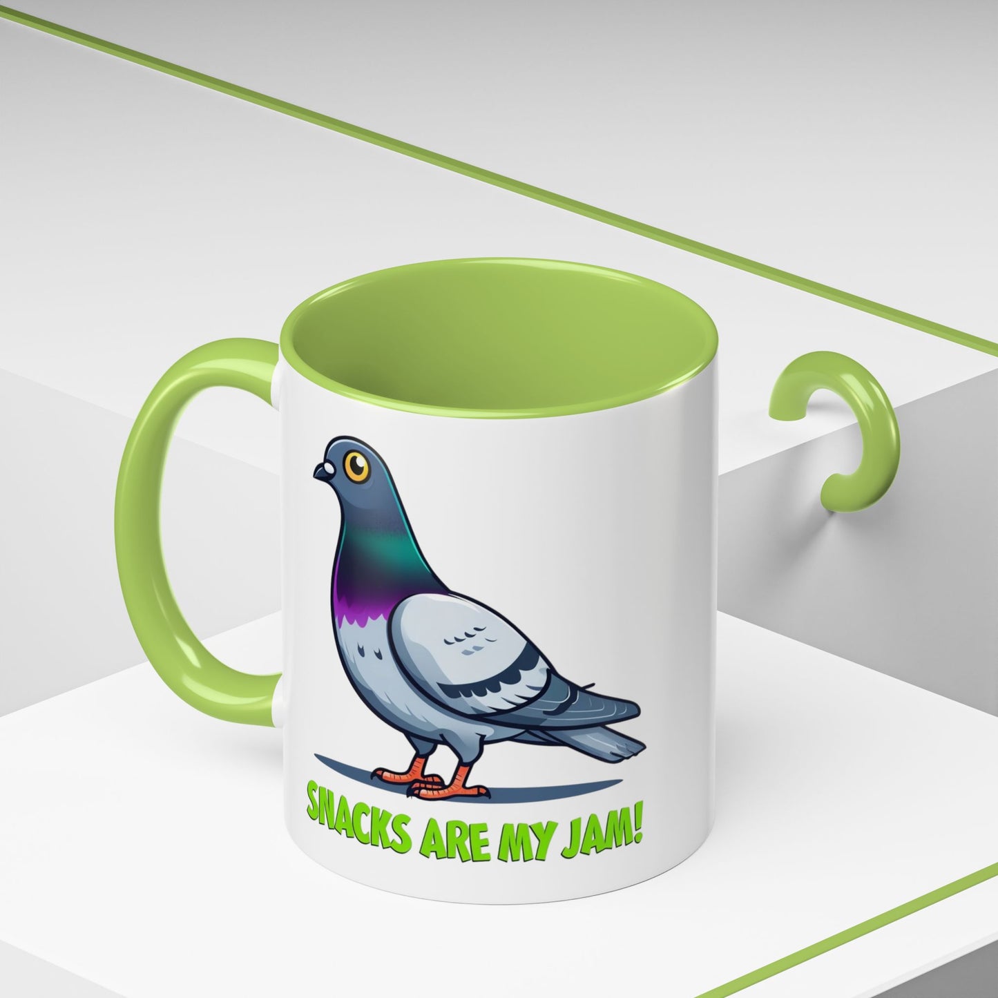 Funny Pigeon Coffee Mug, Unique Gift for Bird Lovers, Office Mug, Snack Lovers, Cute Animal Mug