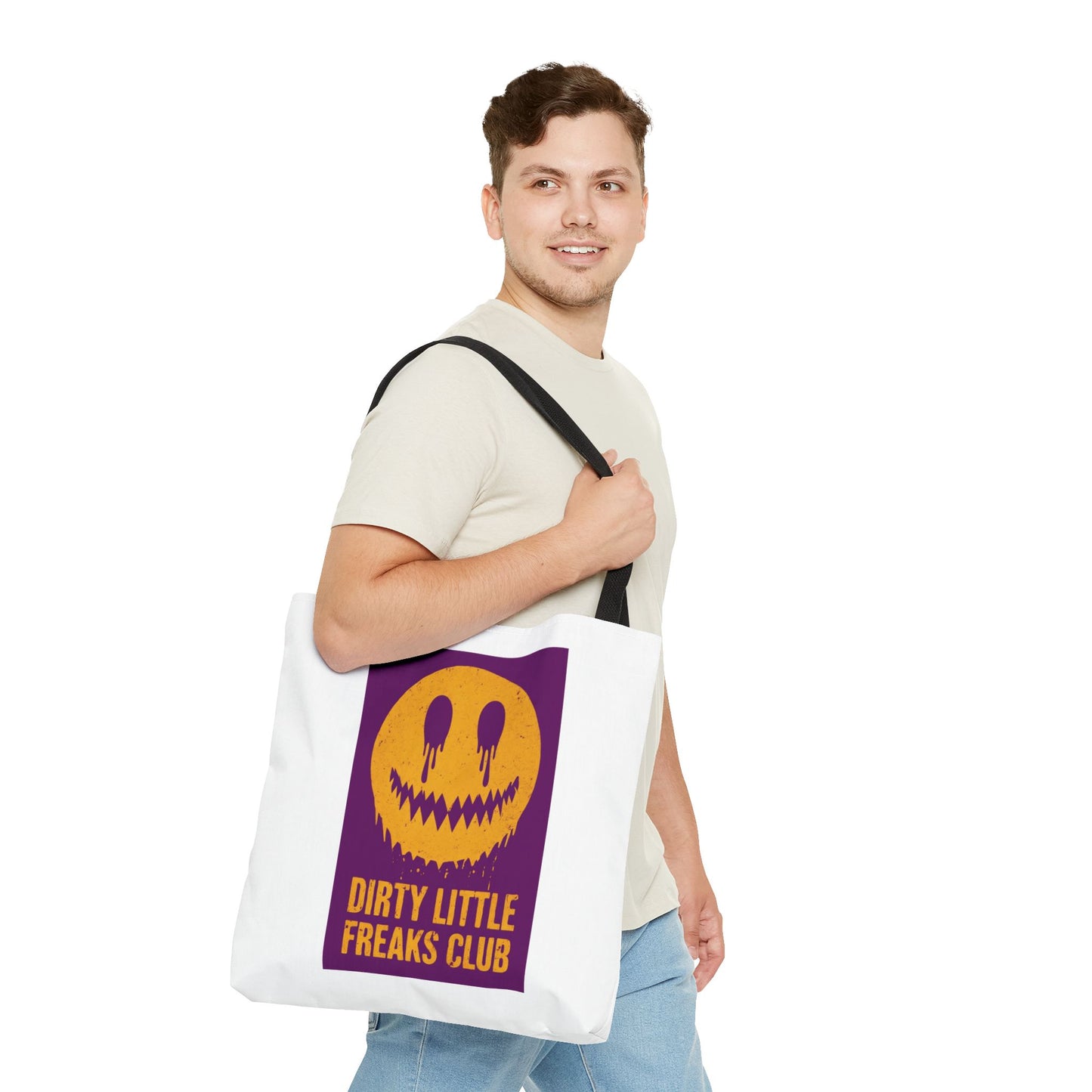 Trendy Tote Bag - Dirty Little Freaks Club | AOP Shopping Bag, Gift for Her, Gift For Him, Festival Tote, Halloween Accessory, Casual Carryall