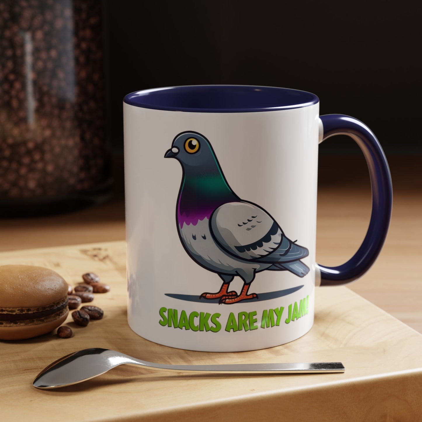 Funny Pigeon Coffee Mug, Unique Gift for Bird Lovers, Office Mug, Snack Lovers, Cute Animal Mug