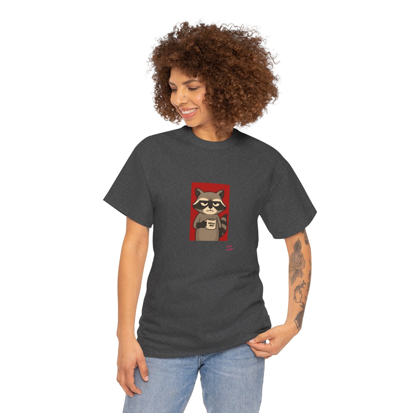 Charming Raccoon Unisex Heavy Cotton Tee, Cute Pet Lover Shirt, Gifts for Animal Lovers, Casual Wear, Birthday Gift Idea