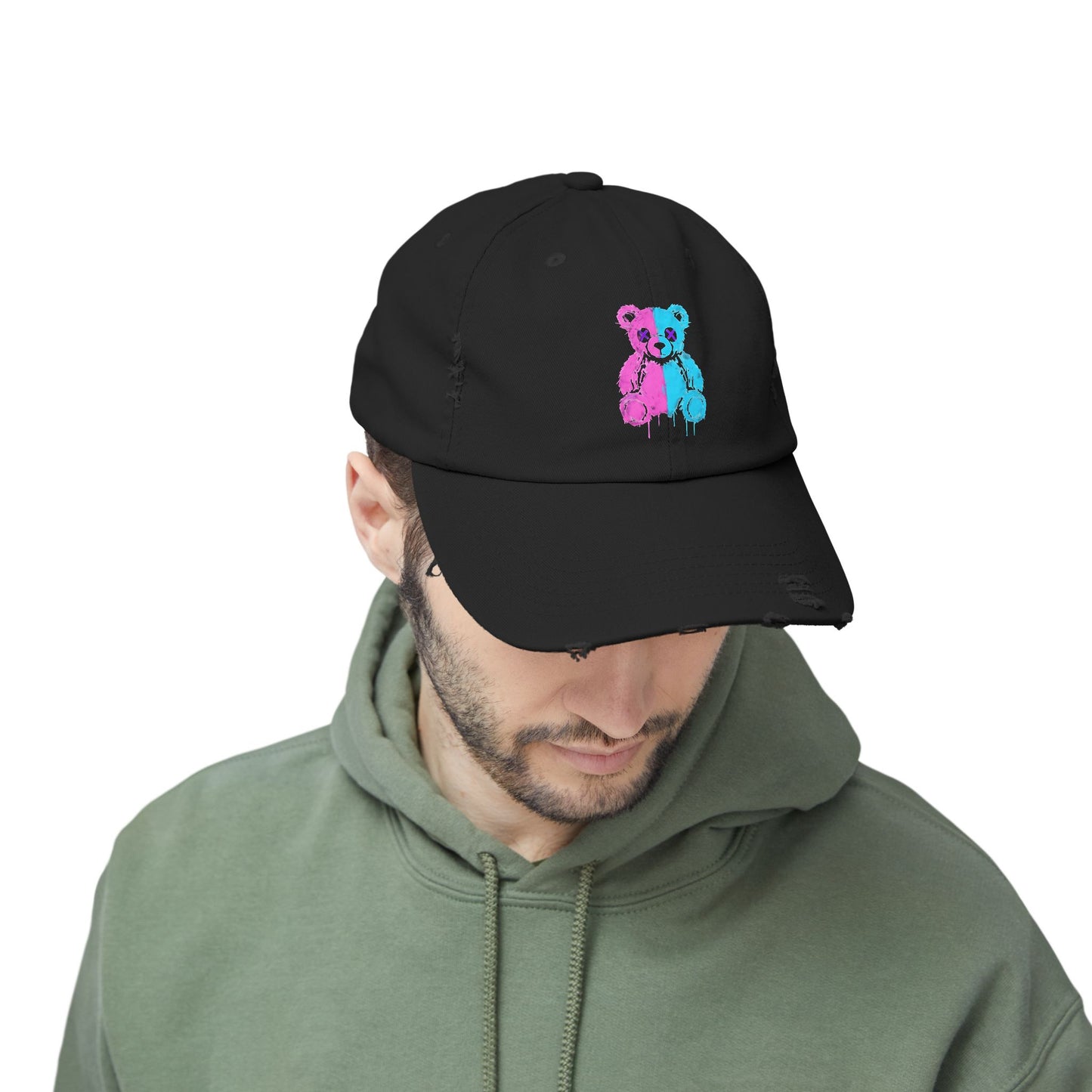 Melting Bear Distressed Cap Design, Trendy Hat, Casual Wear, Gift for Him/Her, Summer Accessory