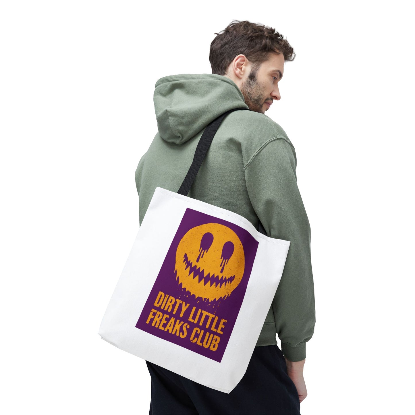 Trendy Tote Bag - Dirty Little Freaks Club | AOP Shopping Bag, Gift for Her, Gift For Him, Festival Tote, Halloween Accessory, Casual Carryall