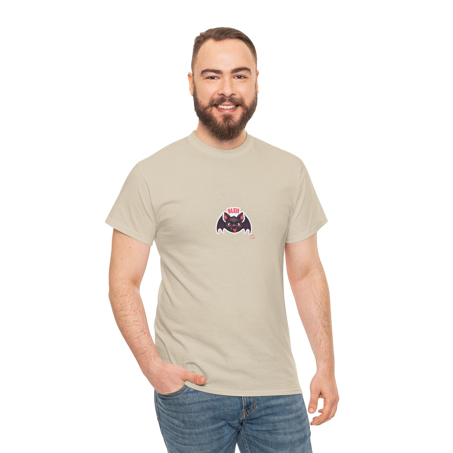 Cute Bat Graphic Unisex Heavy Cotton Tee, Halloween Shirt, Spooky Graphic Tee, Gift for Bat Lovers, Casual Wear, Fall Fashion