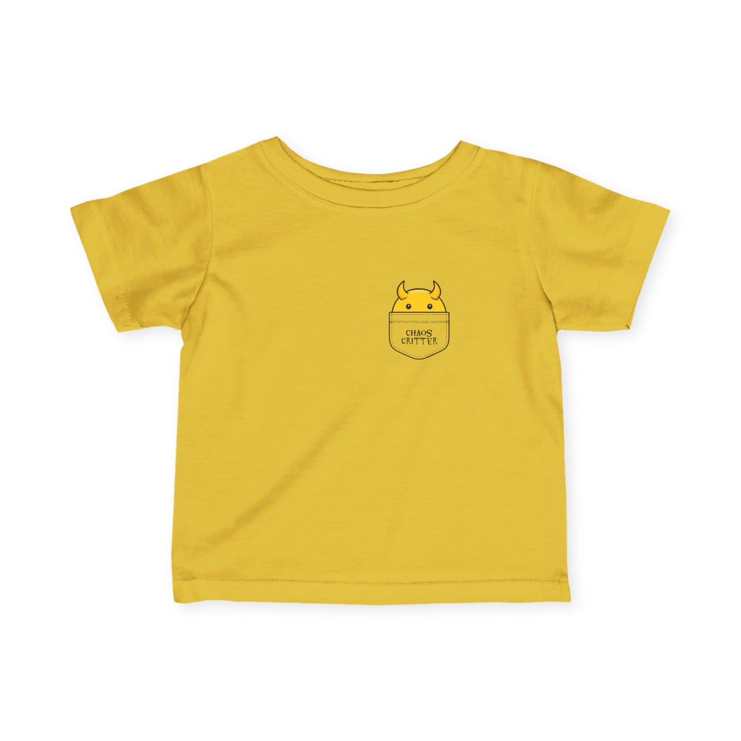 Cute Baby Pocket Monster Tee, Infant T-Shirt, Kids Birthday Gift, Baby Shower Present, Yellow Monster Design