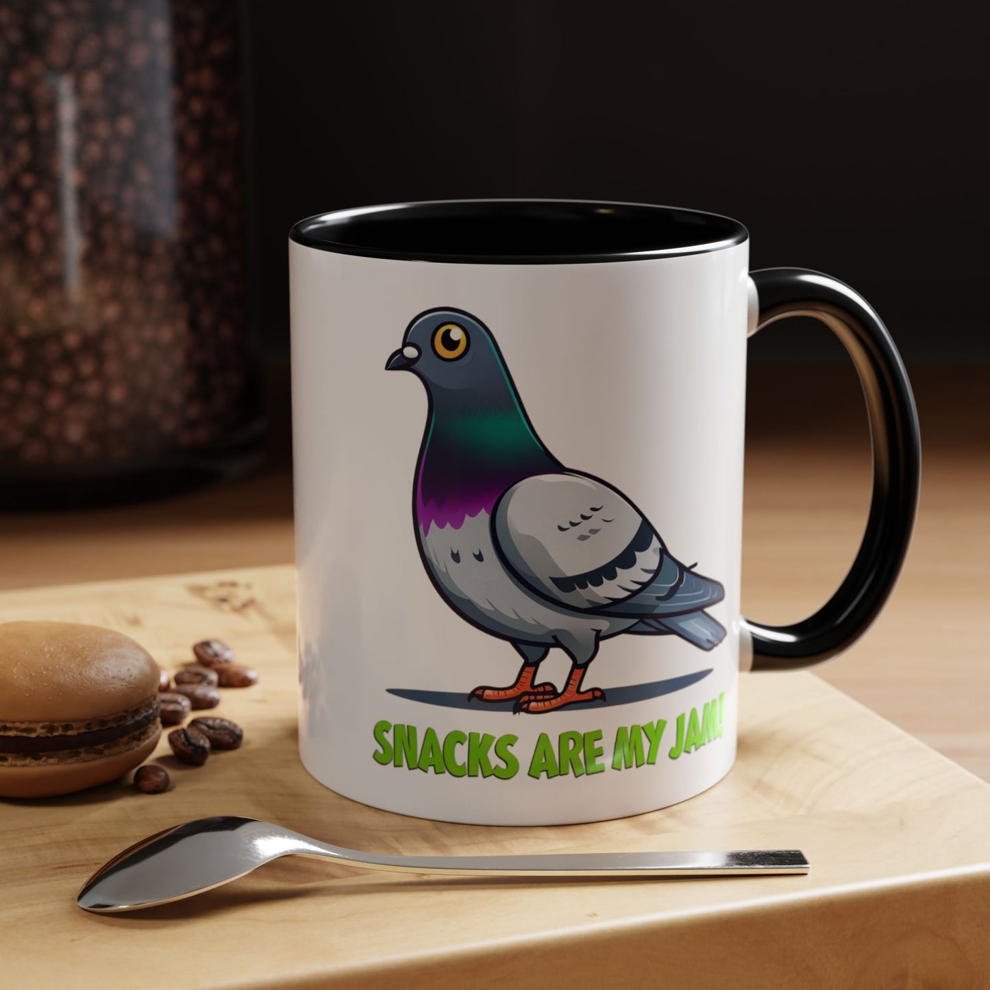 Funny Pigeon Coffee Mug, Unique Gift for Bird Lovers, Office Mug, Snack Lovers, Cute Animal Mug