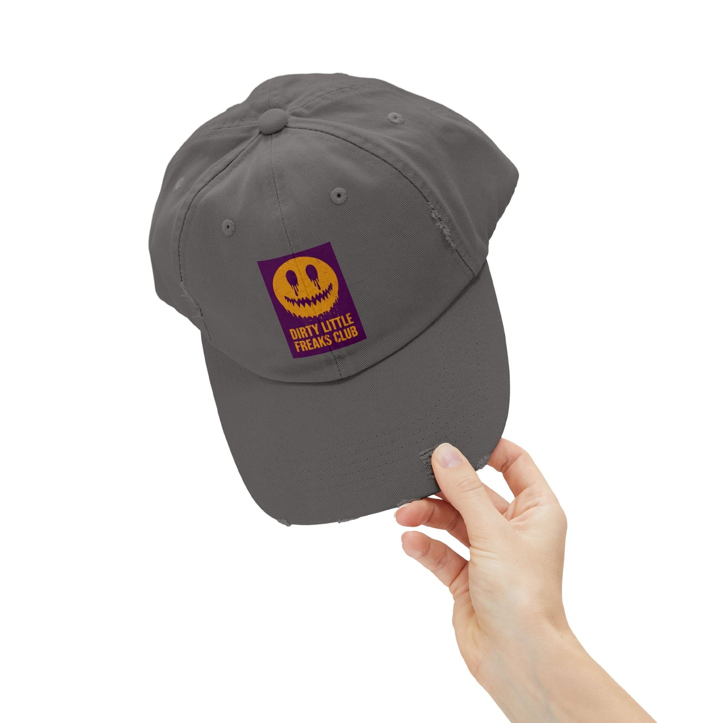 Distressed Cap: Dirty Little Freaks Club | Trendy Hat for Halloween, Vintage Vibe, Unisex Gift, Streetwear Style, Casual Accessory
