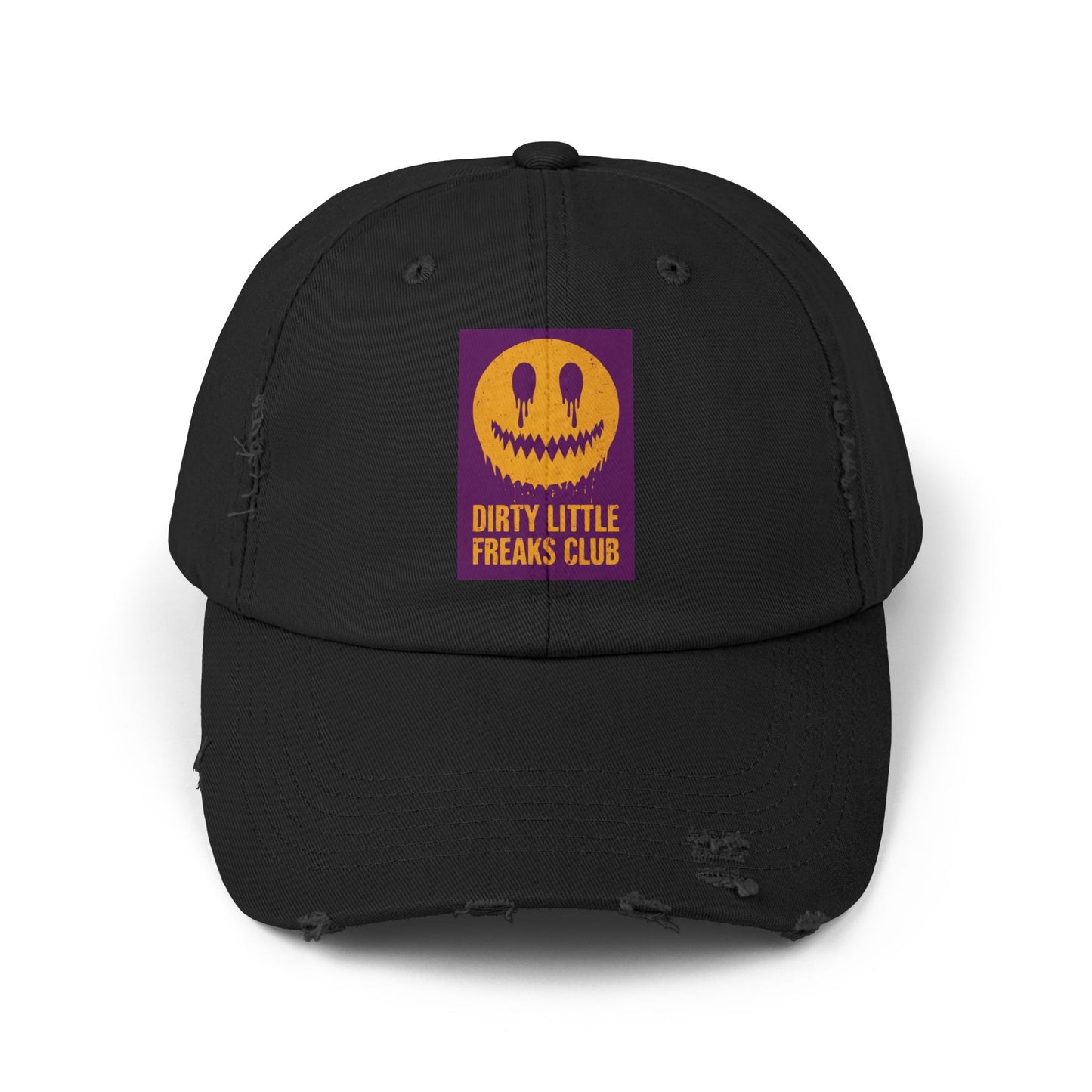 Distressed Cap: Dirty Little Freaks Club | Trendy Hat for Halloween, Vintage Vibe, Unisex Gift, Streetwear Style, Casual Accessory