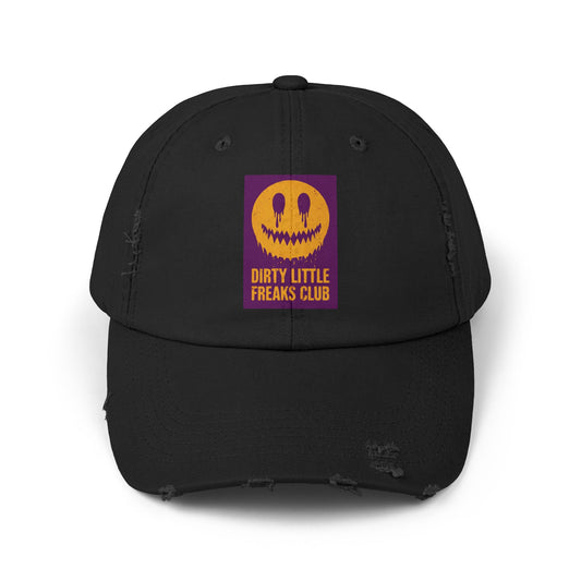 Distressed Cap: Dirty Little Freaks Club | Trendy Hat for Halloween, Vintage Vibe, Unisex Gift, Streetwear Style, Casual Accessory