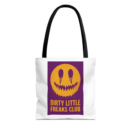 Trendy Tote Bag - Dirty Little Freaks Club | AOP Shopping Bag, Gift for Her, Gift For Him, Festival Tote, Halloween Accessory, Casual Carryall