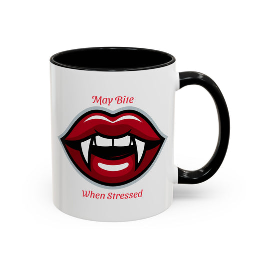 Vampire Bite Coffee Mug, Funny Gift, Halloween Mug, Office Fun, Stress Relief Cup, Gothic Design, Novelty Drinkware