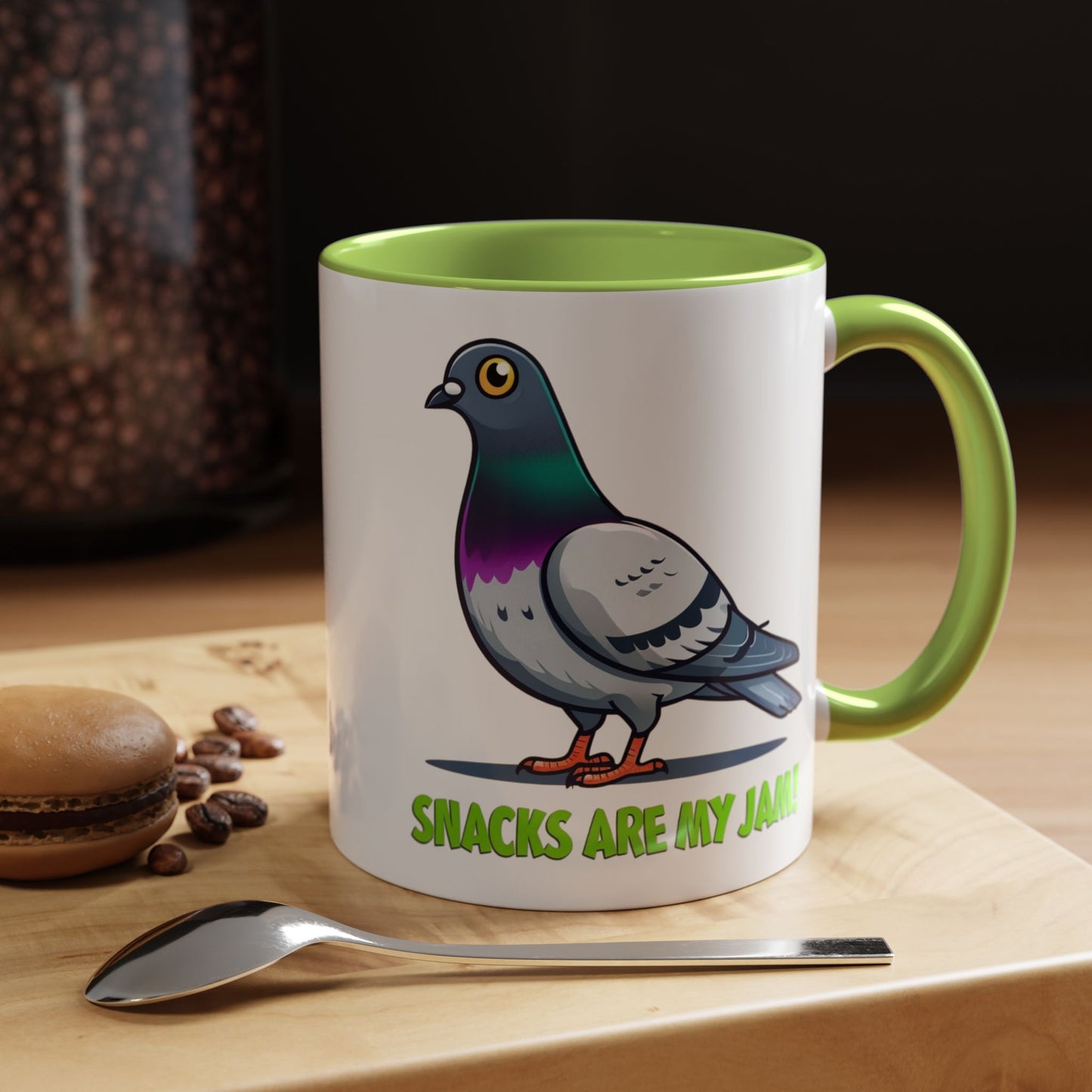 Funny Pigeon Coffee Mug, Unique Gift for Bird Lovers, Office Mug, Snack Lovers, Cute Animal Mug