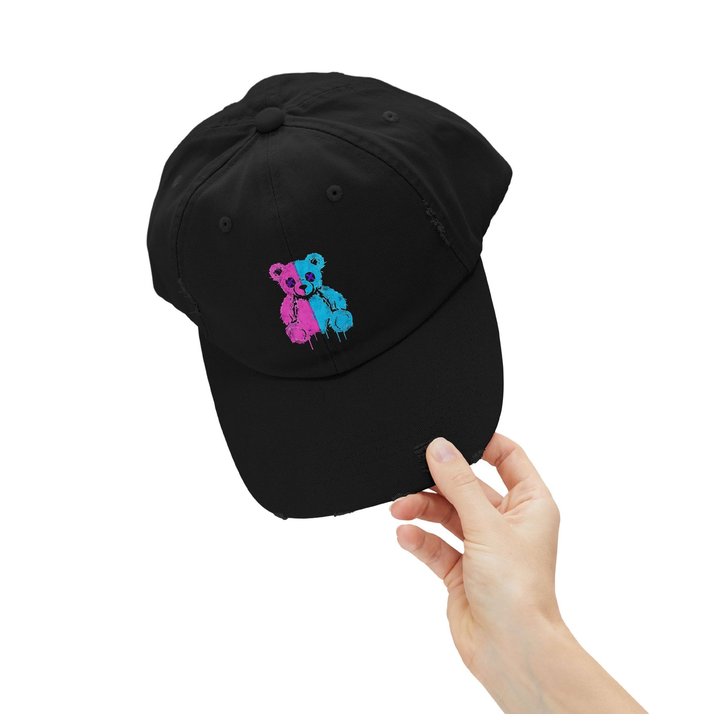 Melting Bear Distressed Cap Design, Trendy Hat, Casual Wear, Gift for Him/Her, Summer Accessory