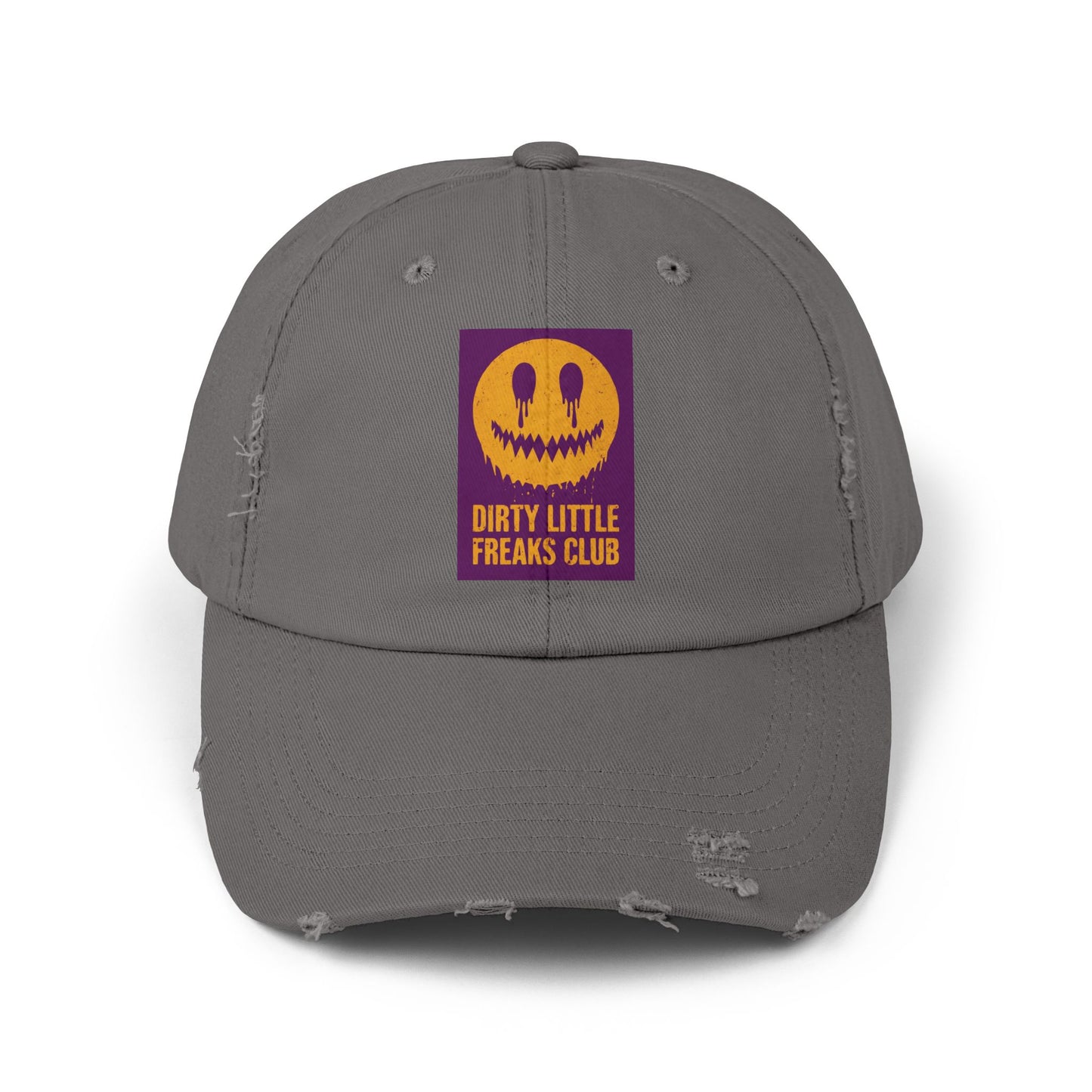 Distressed Cap: Dirty Little Freaks Club | Trendy Hat for Halloween, Vintage Vibe, Unisex Gift, Streetwear Style, Casual Accessory